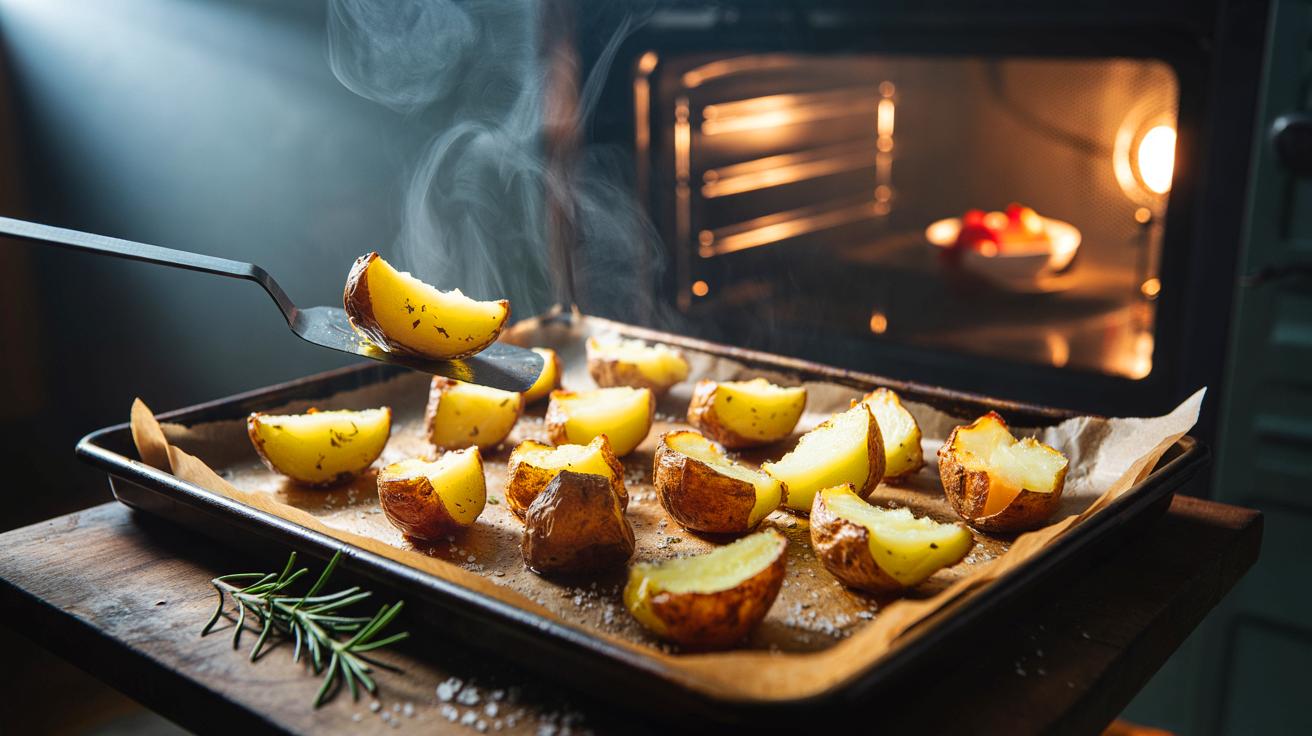 Illustration of baking perfectly crispy potatoes without using extra oil