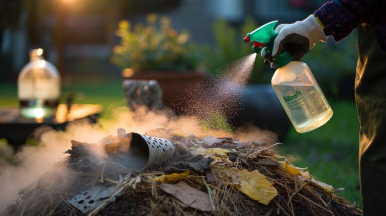 Illustration of using diluted vinegar to reset a sluggish compost pile overnight