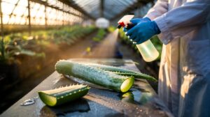 Illustration of an aloe vera spray used to protect plants from fungal infections