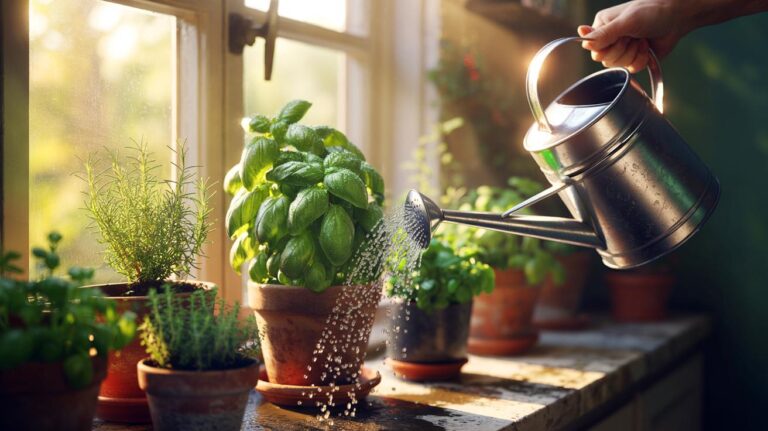 Illustration of the soak-and-dry watering rhythm used by growers to intensify the flavor of herbs