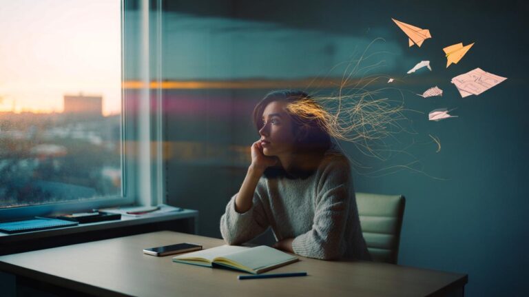 Illustration of boredom activating the brain’s default mode network to spark creativity, as explained by neuroscientists