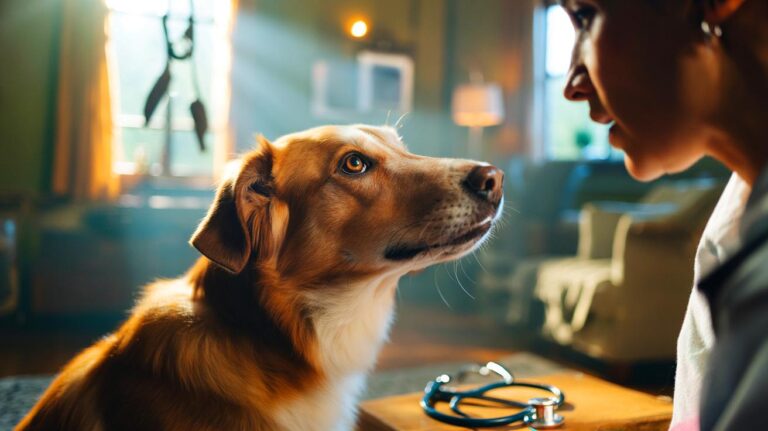 Illustration of a dog tilting its head while listening to its owner